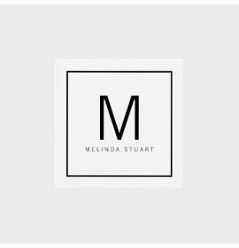 Black and White Modern Monogram Square Business Card