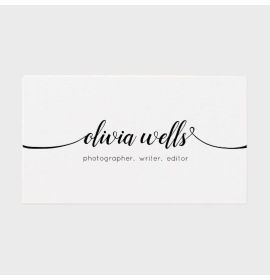Simple White  Handwritten Script Calligraphy Business Card
