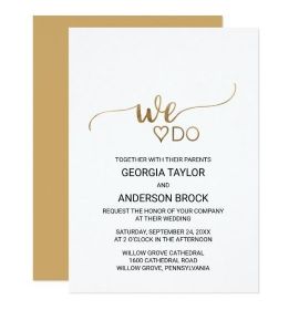 Simple Elegant Gold Calligraphy "We Do" Wedding Card