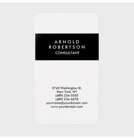 Rounded Corner Black White Elegant Business Card