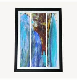 January Blue Gold Split Landscape Canvas Print