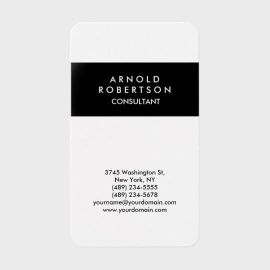 Rounded Corner Black White Elegant Business Card